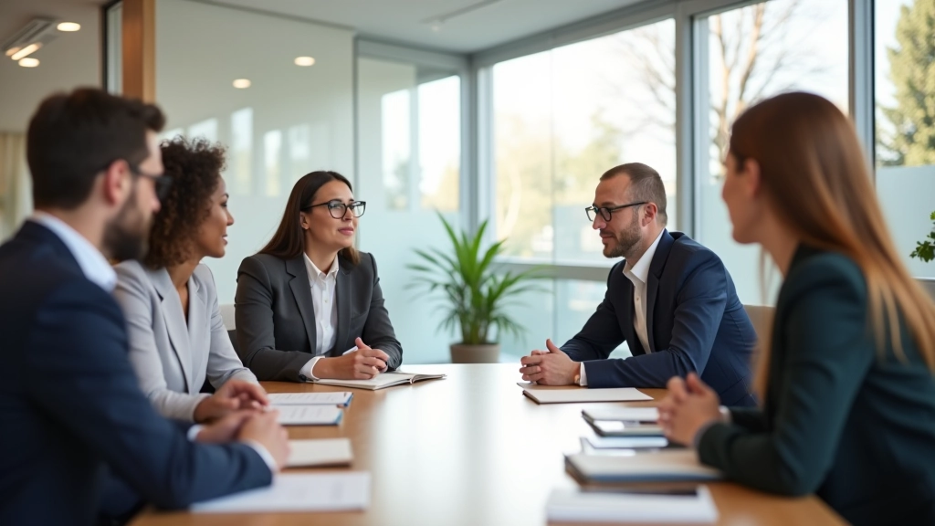 Moderne Büroumgebung mit professionellen Führungskräften in Zusammenarbeit