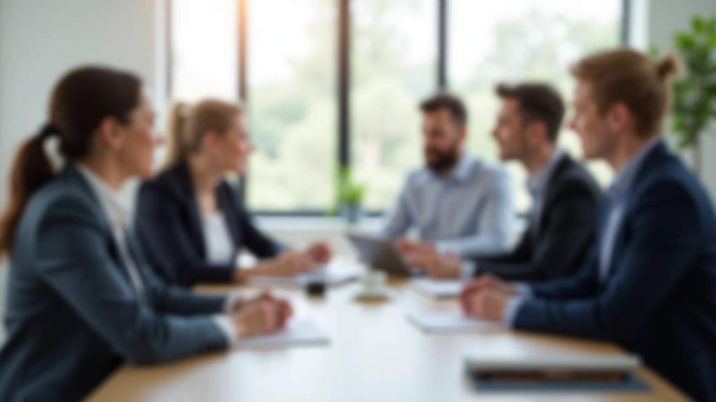 Team sitzt gemeinsam am Konferenztisch in heller, modernen Büroumgebung