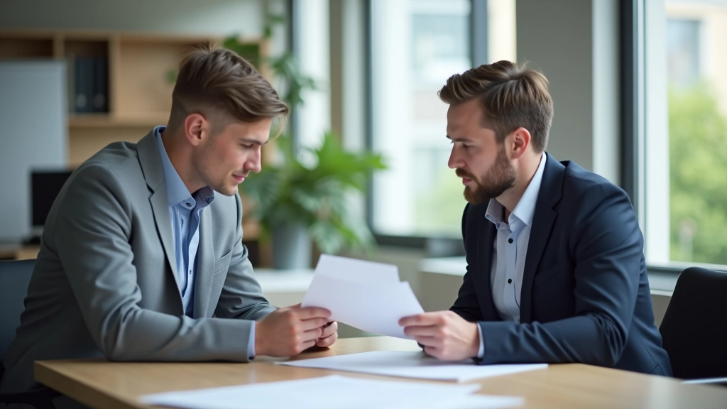 Zwei Kollegen in Besprechung, die Aufgaben und Verantwortlichkeiten klären